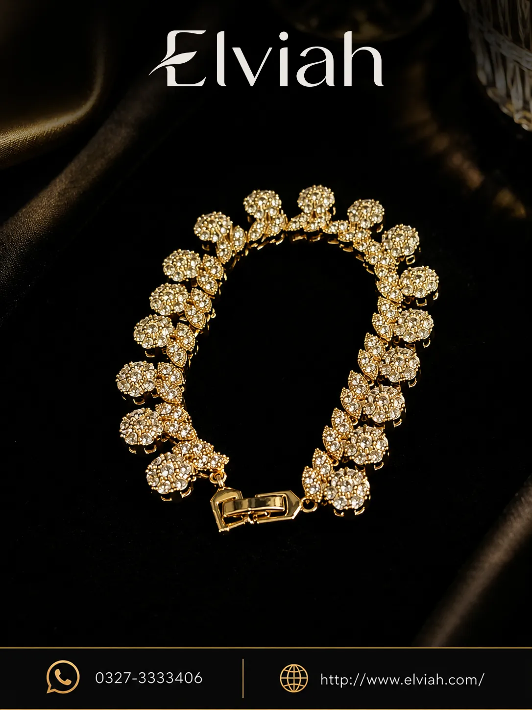 Gold Tone Floral Statement Bracelet | Elviah