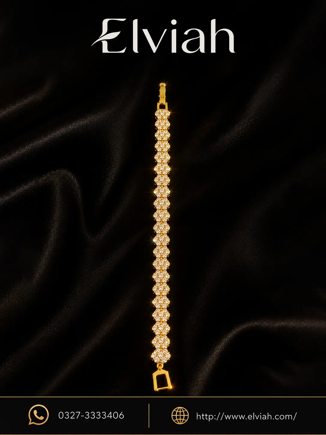 Gold Tone Crystal Petal Tennis Bracelet | Elviah