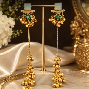 Mint Green & Gold Chandelier Earrings