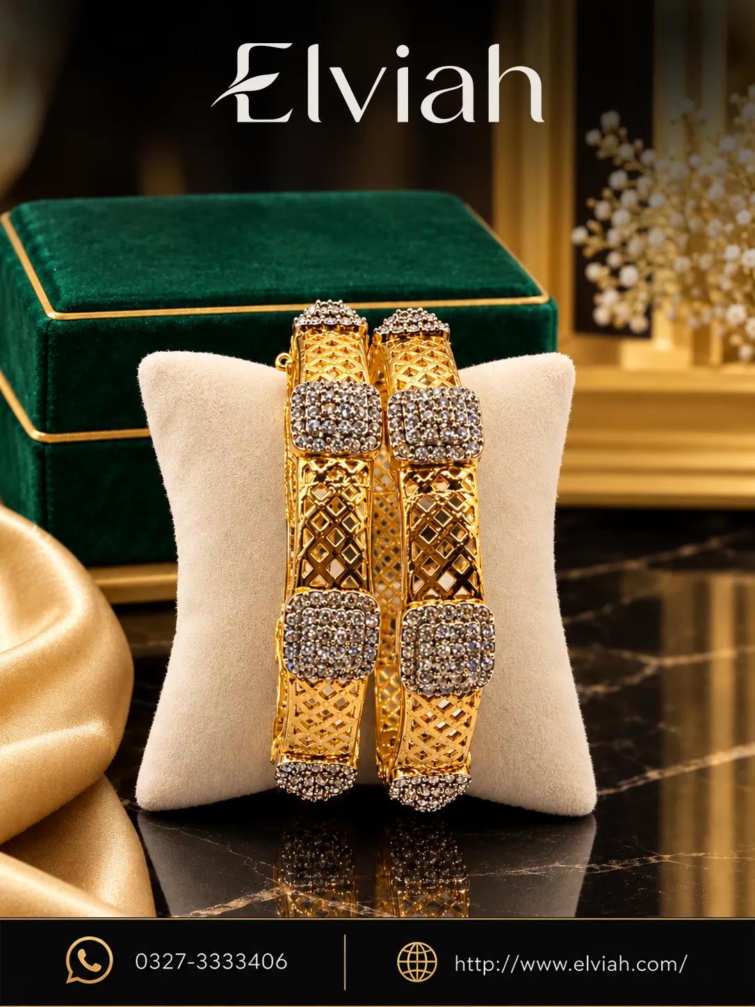 Black & Gold Lattice Bangle Set