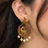 Peacock Emerald Pearl Earrings (6)