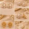 Pearl Blossom Crystal Stud Earrings (2)