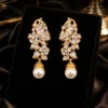 Pearl Crystal Drop Earrings (1) Pearl Crystal Drop Earrings