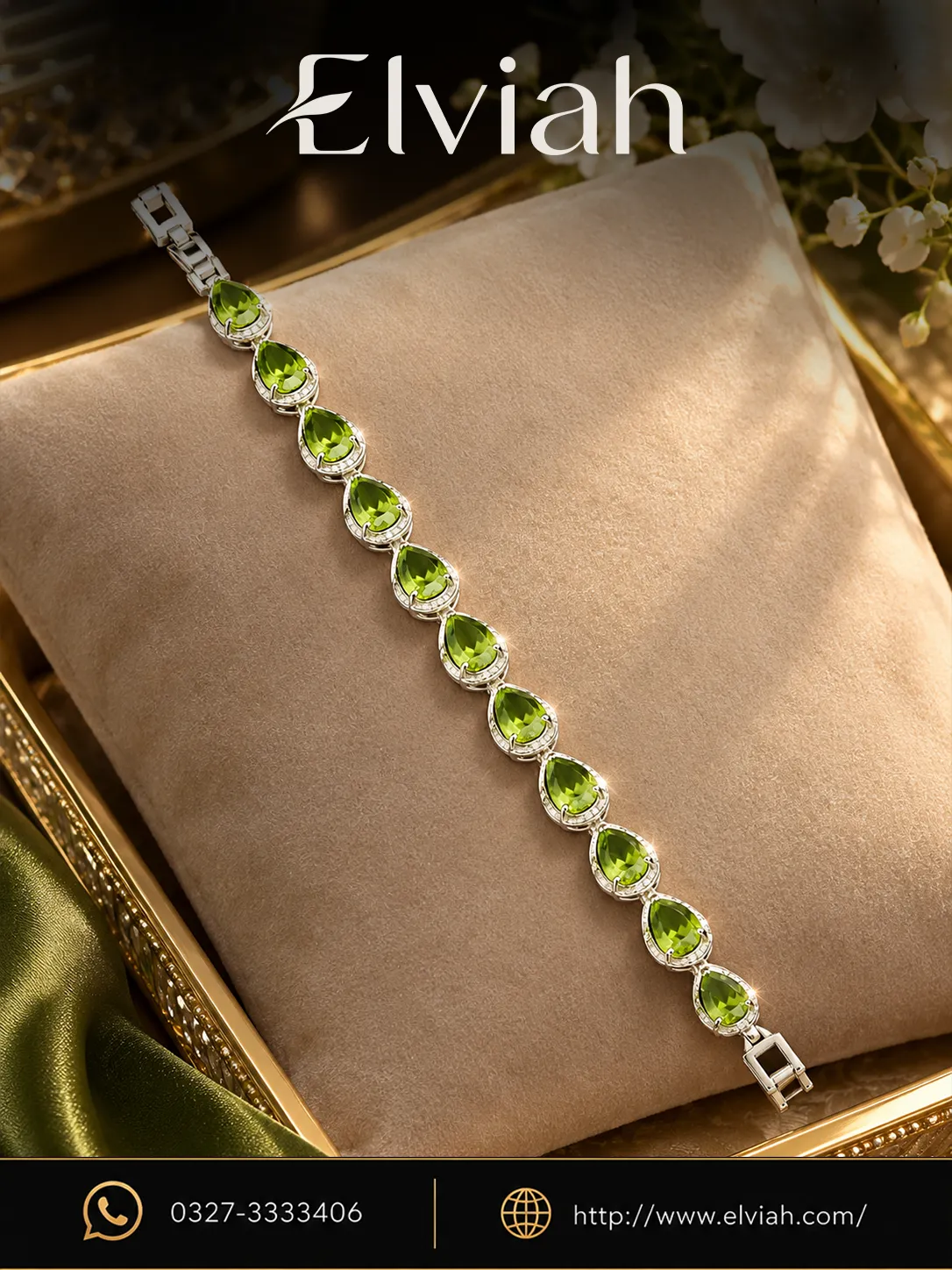Green Teardrop Crystal Bracelet