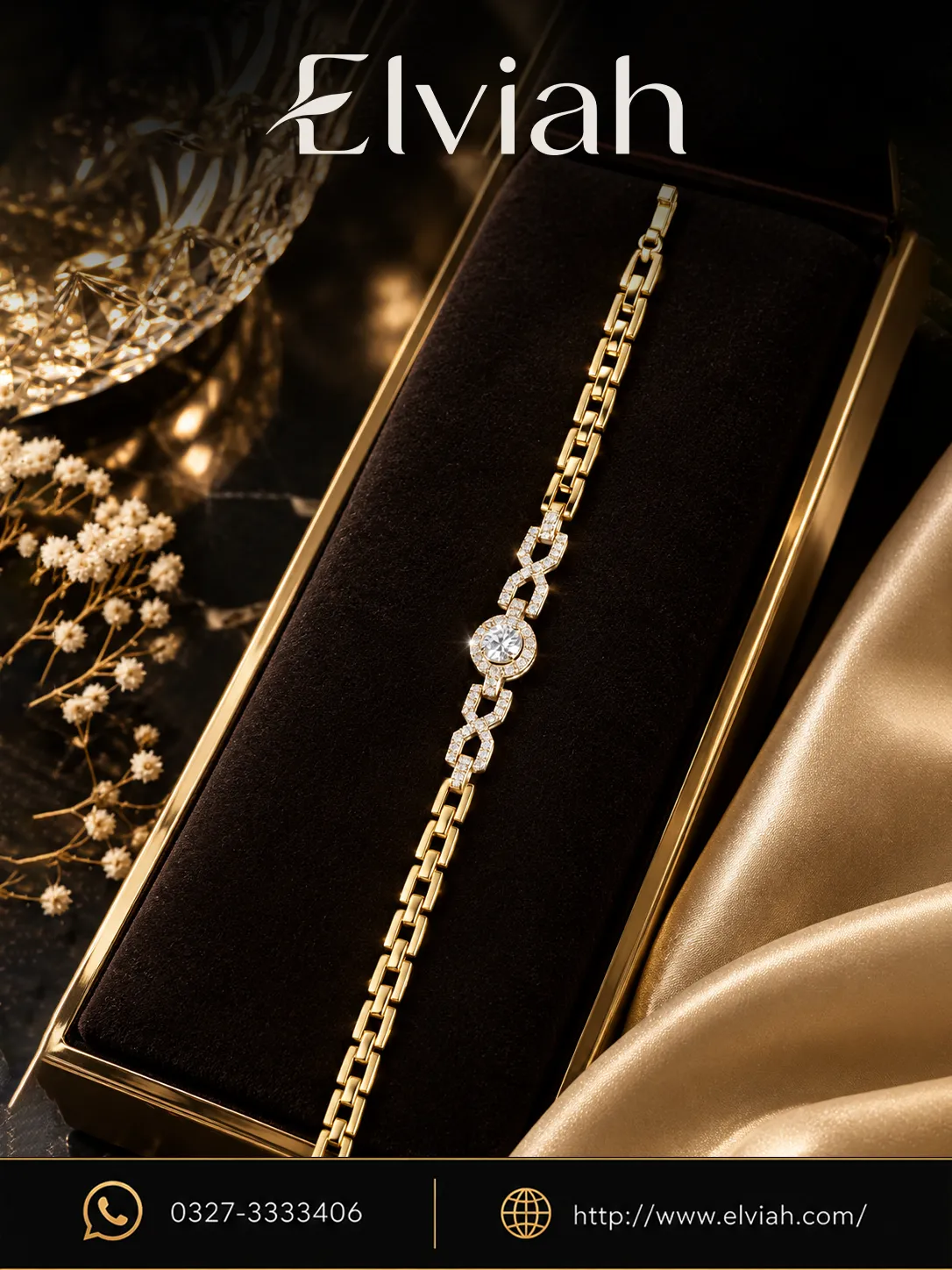 Gold Link Crystal Bracelet