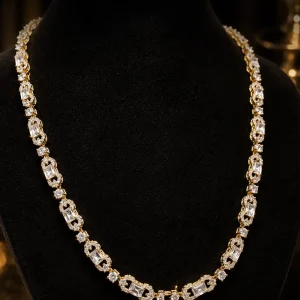 Gold Tone Crystal Lattice Necklace | Elviah