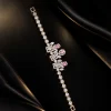Rose Petal Crystal Bracelet (1) Pink Crystal Floral Bracelet