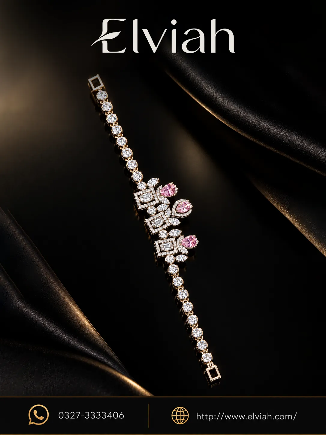 Pink Crystal Floral Bracelet