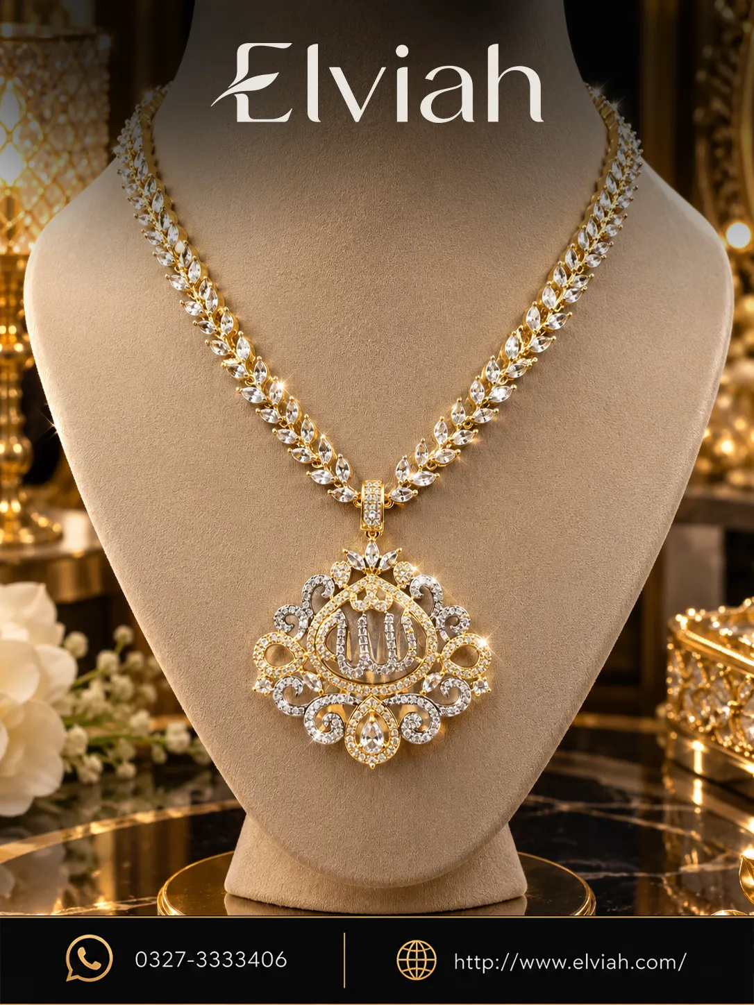 Gold and Silver Filigree Pendant Necklace
