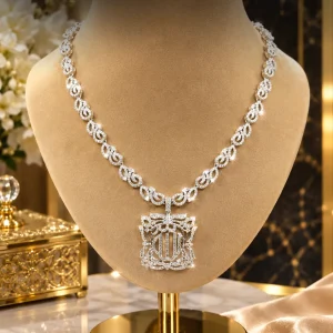 Silver Crystal Filigree Pendant Necklace