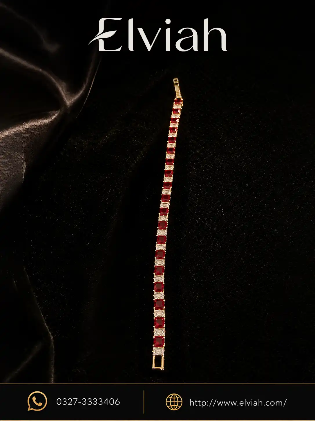 Red Crystal Tennis Bracelet | Ruby Gleam by Elviah