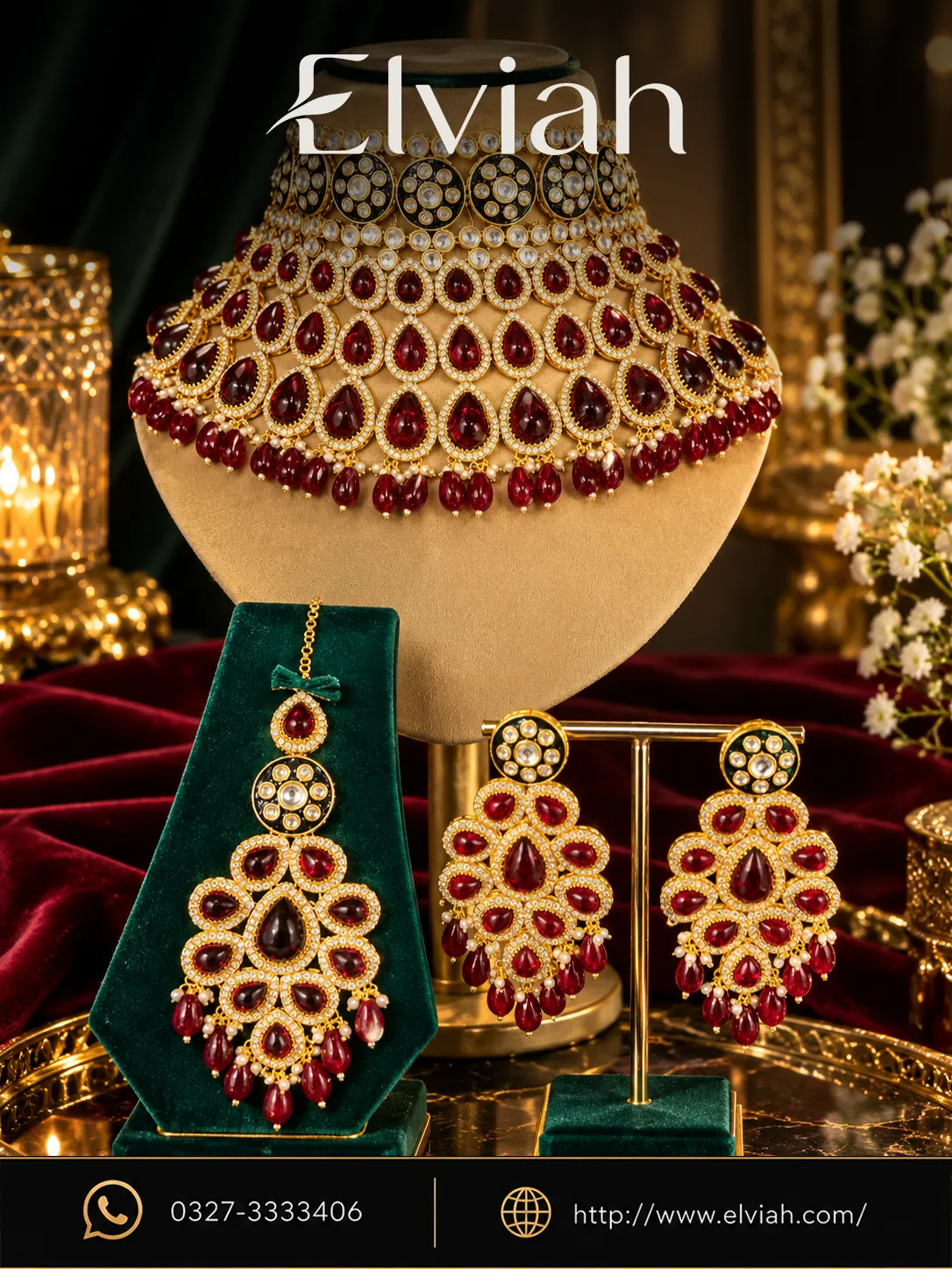 Red Ruby Bridal Jewelry Set