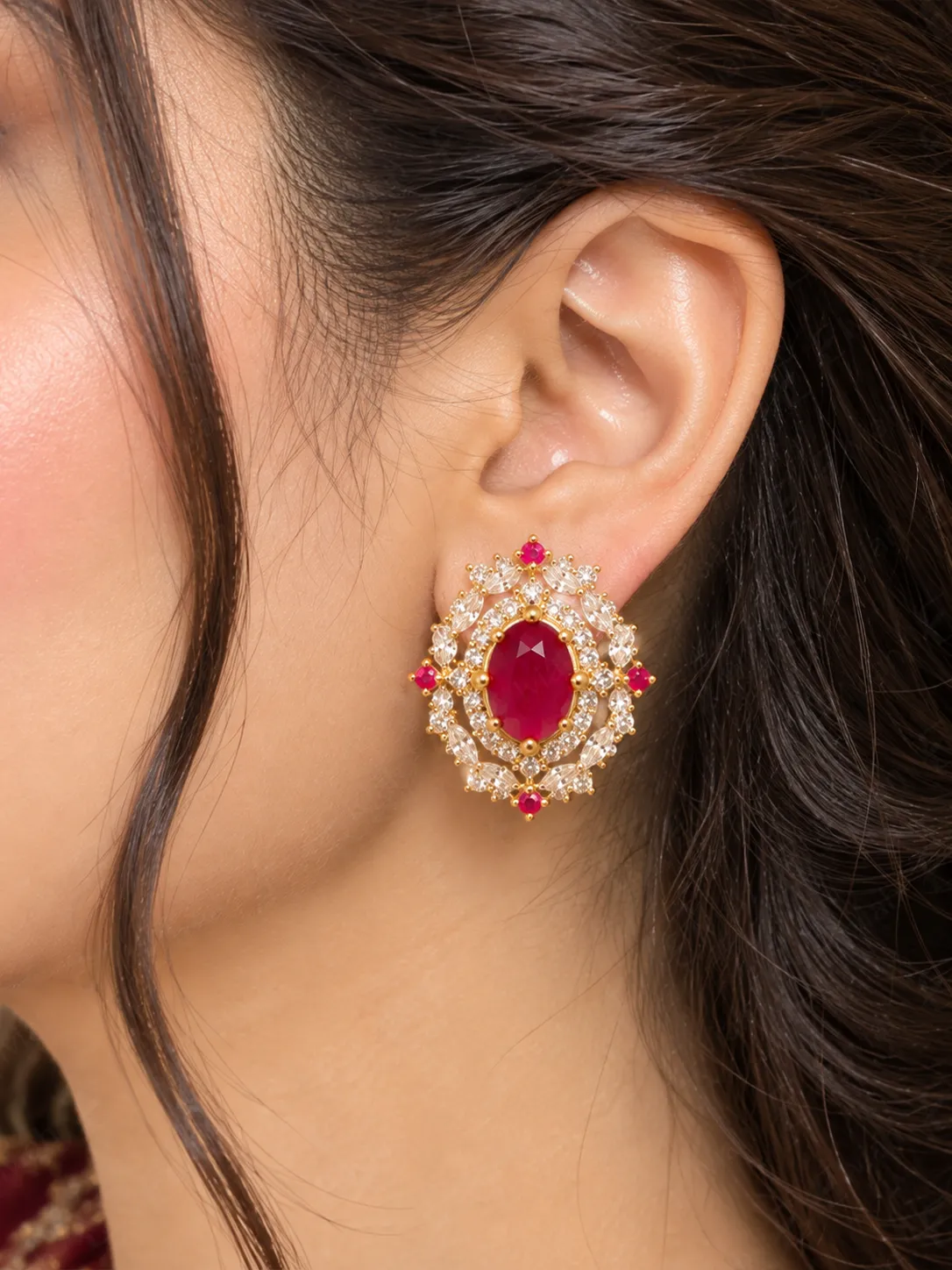 Ruby Oval Halo Earrings (5)
