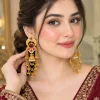 Ruby Pearl Jhumka Chain Earrings (3)