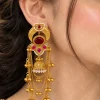 Ruby Pearl Jhumka Chain Earrings (6)