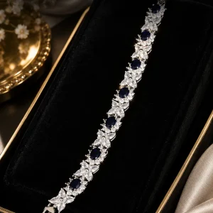 Blue Floral Crystal Bracelet