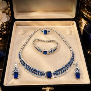 Blue Sapphire Crystal Necklace Set