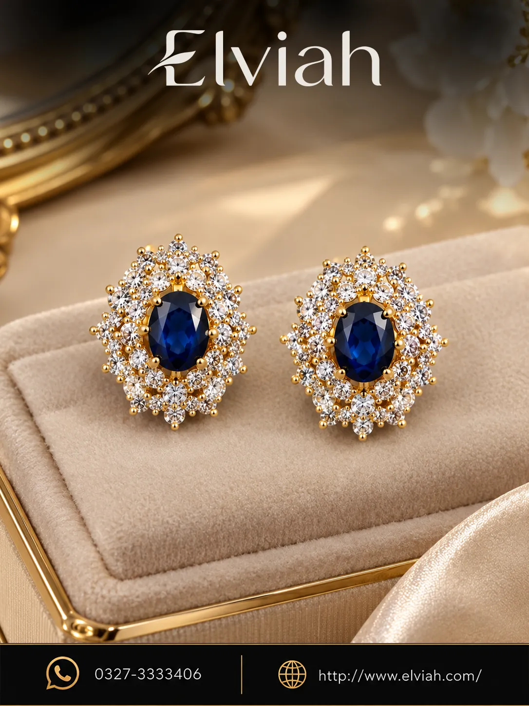 Blue Sapphire Style Halo Earrings
