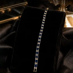 Blue Crystal Tennis Bracelet | Sapphire Line by Elviah