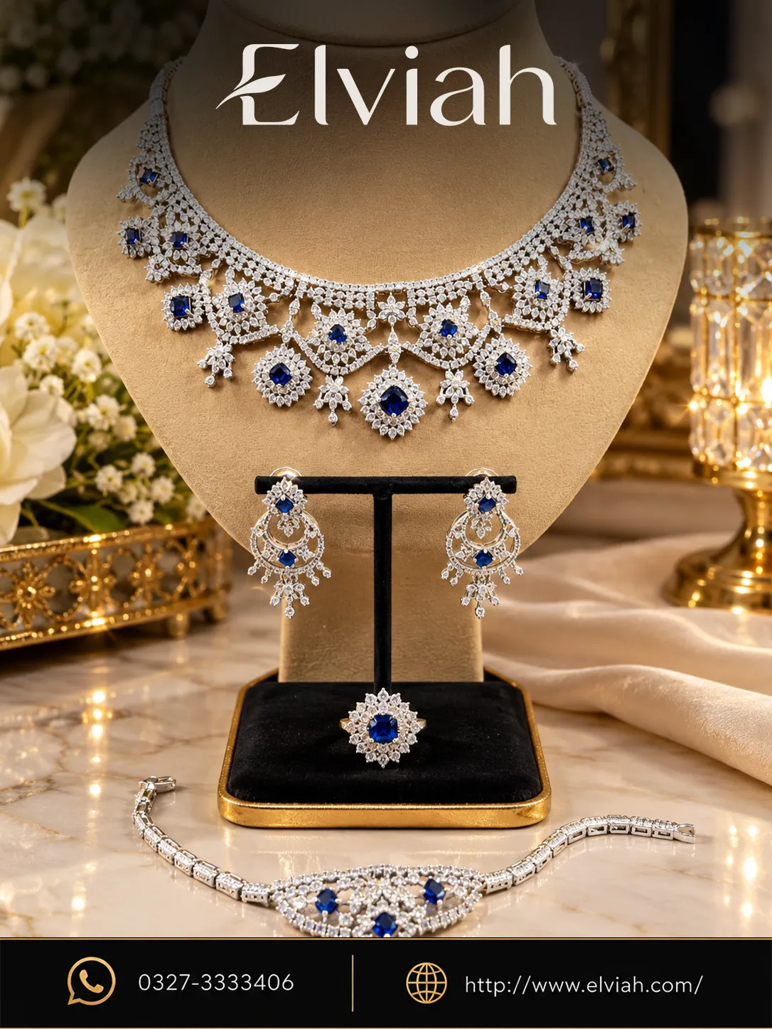 Blue Sapphire Bridal Jewelry Set