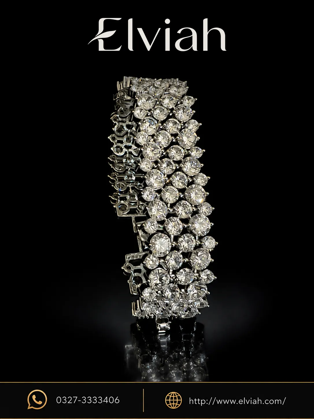 Silver Floral Cluster Statement Bracelet | Elviah