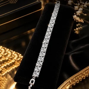 Silver Leaf Crystal Bracelet