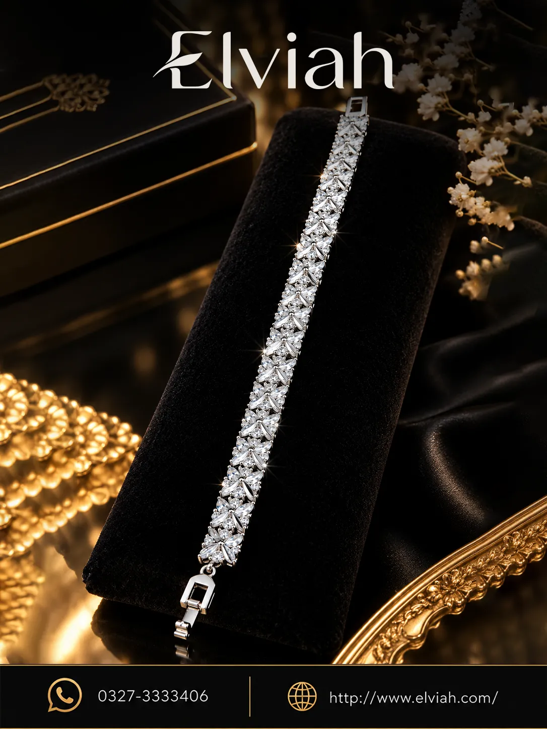 Silver Leaf Crystal Bracelet