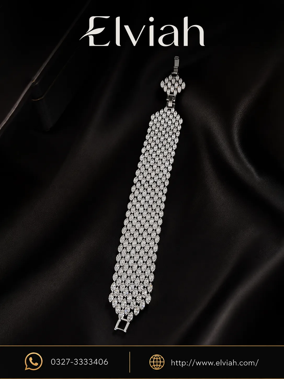 Silver Tone Marquise Crystal Statement Bracelet | Elviah