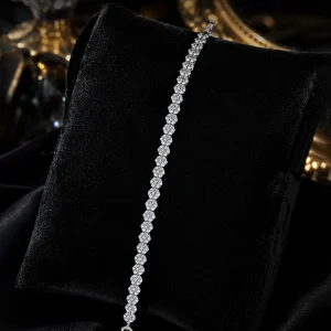 Silver Crystal Petal Tennis Bracelet | Elviah