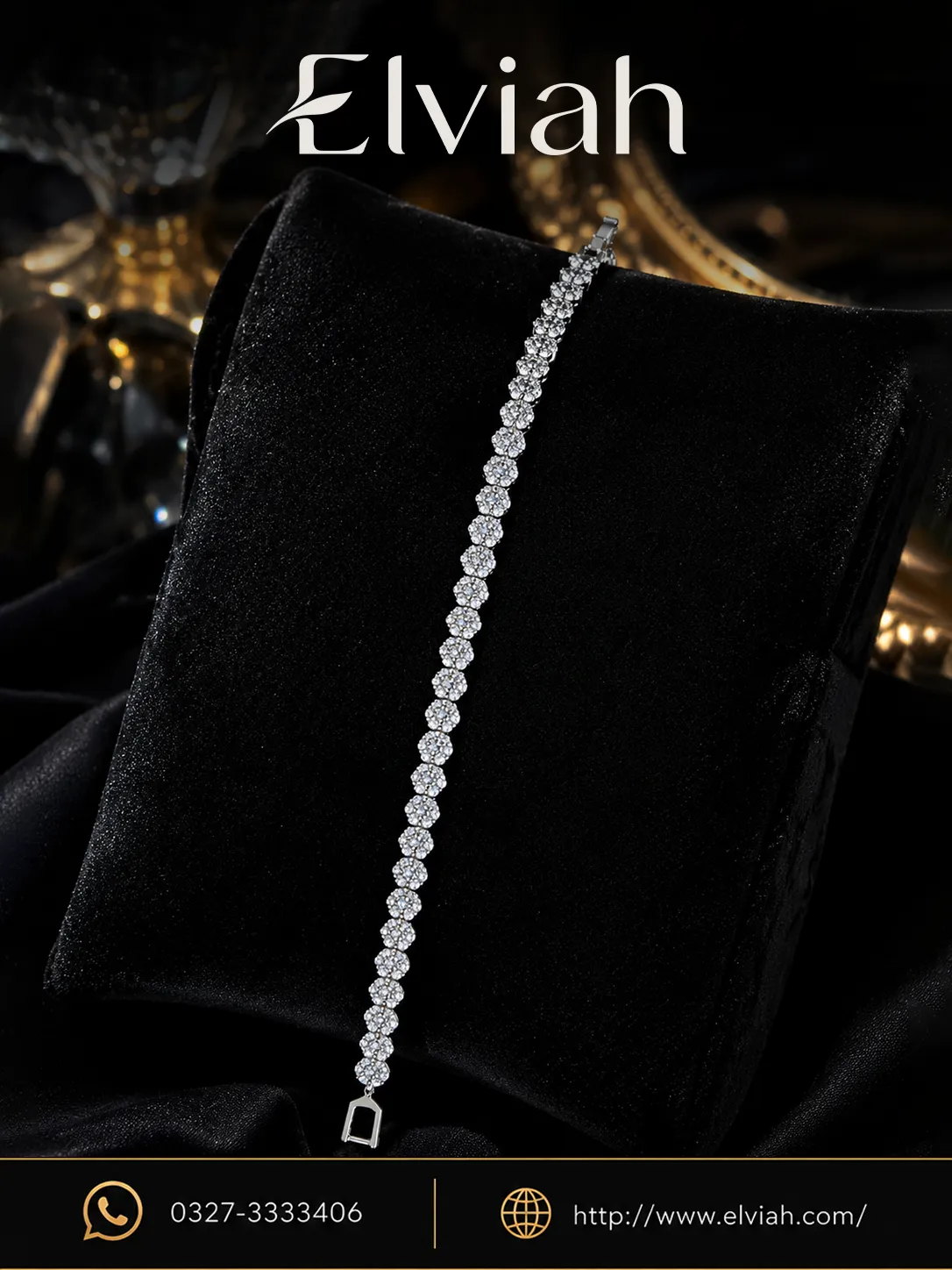 Silver Crystal Petal Tennis Bracelet | Elviah